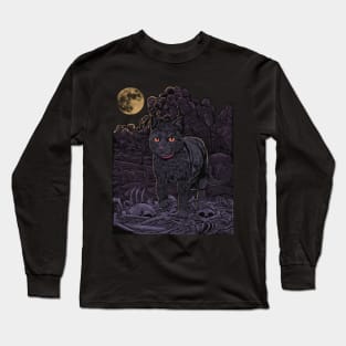 Evil Cat - Black cat in the cemetery - Gothic Cat Long Sleeve T-Shirt